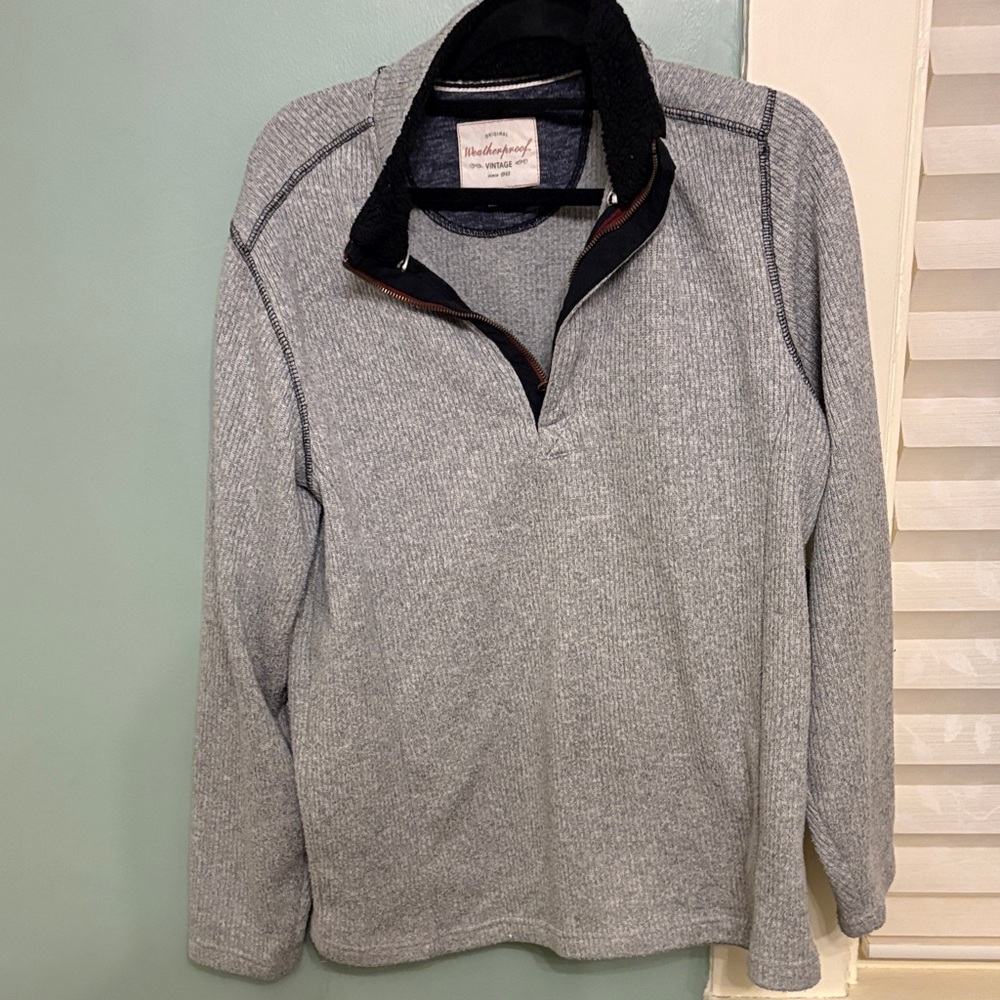 Weatherproof Vintage Men’s Large Gray Quarter Zip Pullover Sweater
